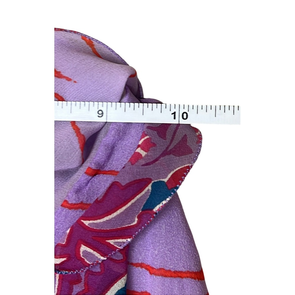 Emanuel Ungaro Paris Silk Ruffle Blouse Purple Floral Stripe Sleeveless IT 42 - Picture 6 of 13